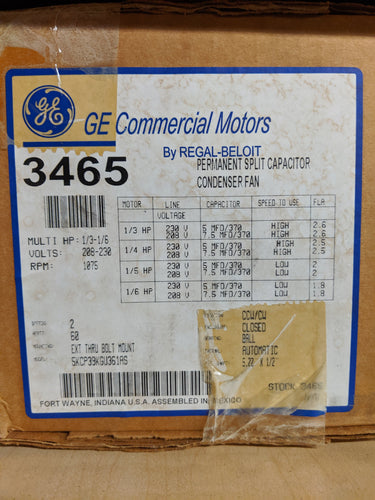 GE 3465, 1/3 HP, 208-230 Volts, 5KCP39KGU361AS