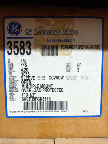 GE 3583, 1/4 HP, 115 Volts, 5KCP39FGN651S