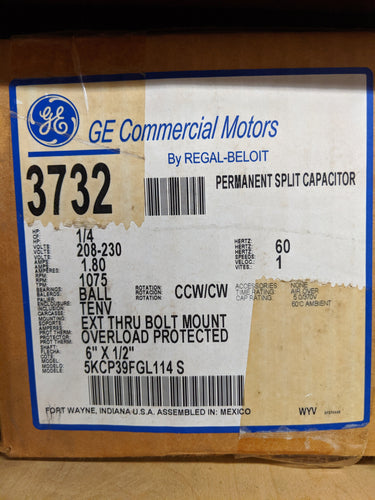 GE 3732, 1/4 HP, 208-230 Volts, 5KCP39FGL114S