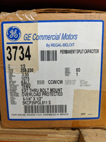 GE 3734, 1/2 HP, 208-230 Volts, 5KCP39PGL811S