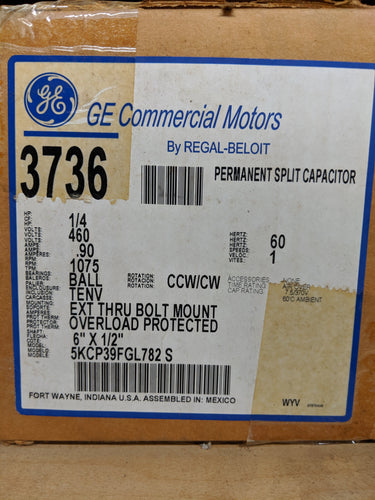 GE 3736, 1/4 HP, 460 Volts, 5KCP39FGL782S