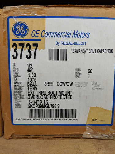 GE 3737, 1/3 HP, 460 Volts, 5KCP39MGL796S