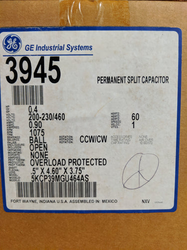 GE 3945, 0.4 HP, 200-230/460 Volts, 5KCP39MGU464AS