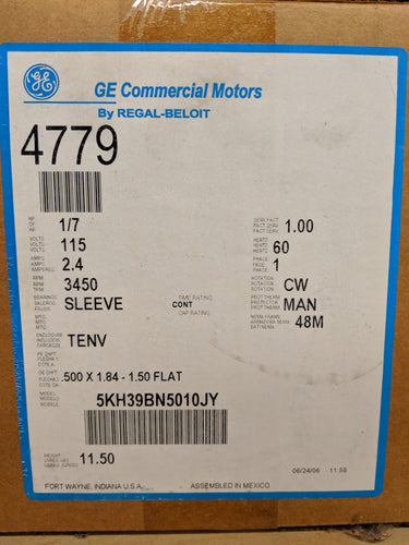 GE 4779, 1/7 HP, 115 Volts, 5KH39BN5010JY